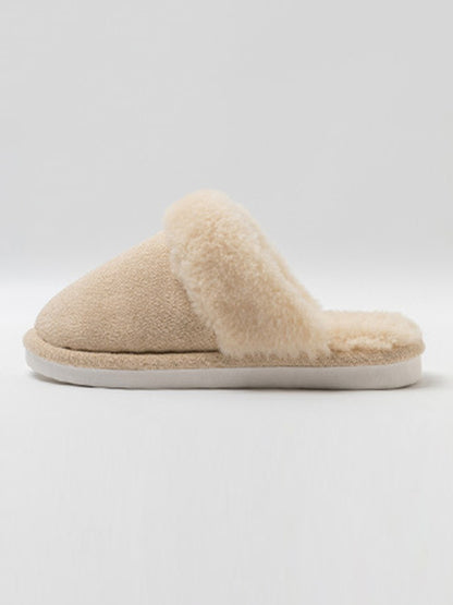 Home Wear Velvet Keep Warm Solid Color Slippers-Homeunderwear