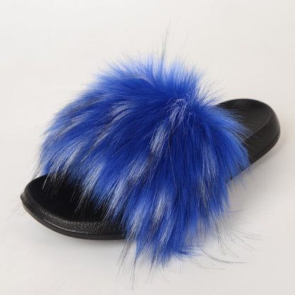 Raccoon dog hair imitation fox hair slippers women's hair sandals