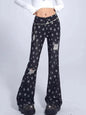 Vintage Star Print Ripped Flare Jeans