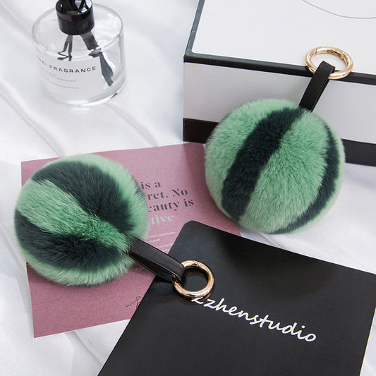 Cute Real Rabbit Fur Watermelon Pom Pom Charm