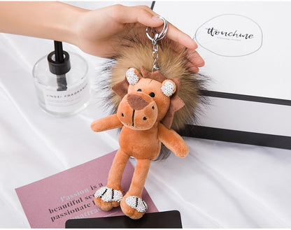 Cute Long-Haired Lion Plush Backpack Charm