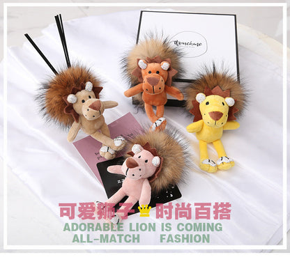 Cute Long-Haired Lion Plush Backpack Charm