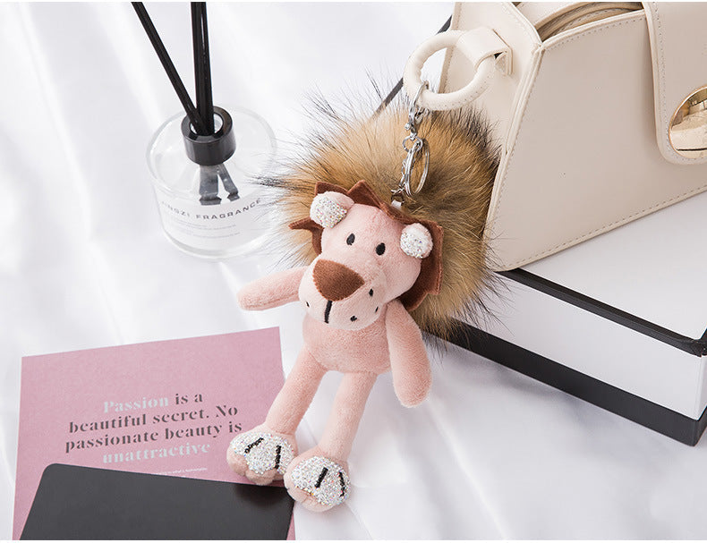 Cute Long-Haired Lion Plush Backpack Charm