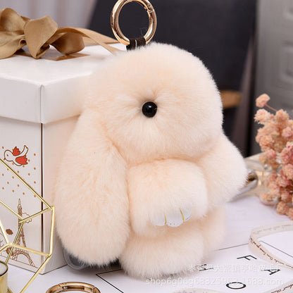 Cute Fuzzy Bunny Charm - Real Rabbit Fur Accessory