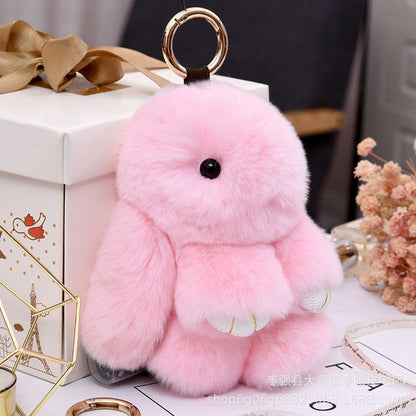 Cute Fuzzy Bunny Charm - Real Rabbit Fur Accessory