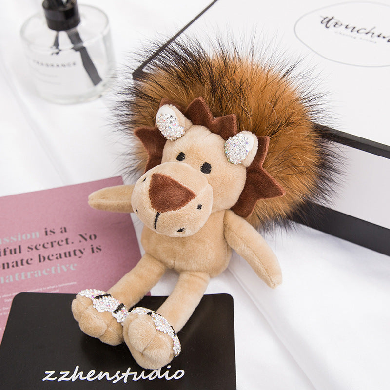 Cute Long-Haired Lion Plush Backpack Charm