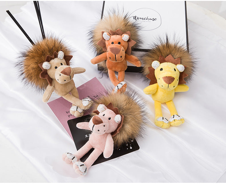 Cute Long-Haired Lion Plush Backpack Charm