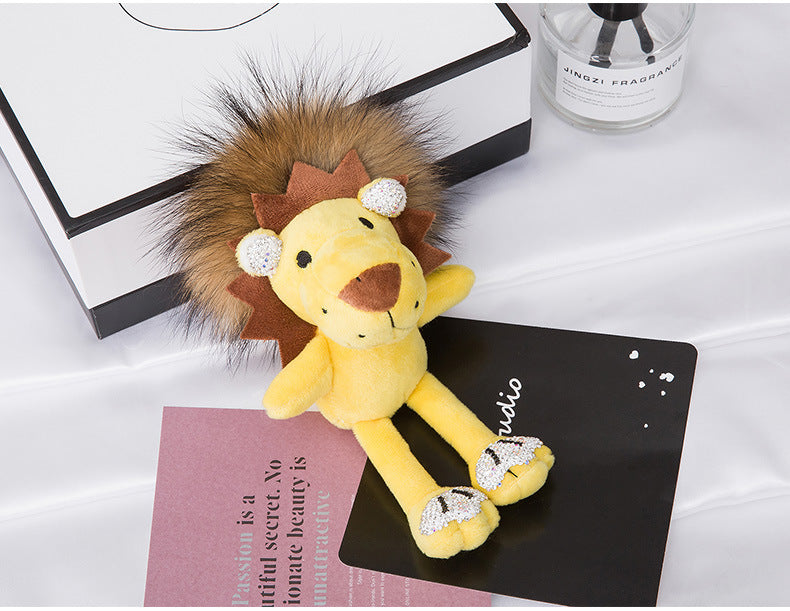 Cute Long-Haired Lion Plush Backpack Charm