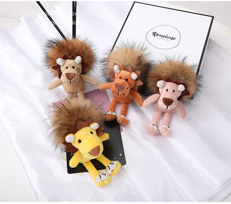 Cute Long-Haired Lion Plush Backpack Charm