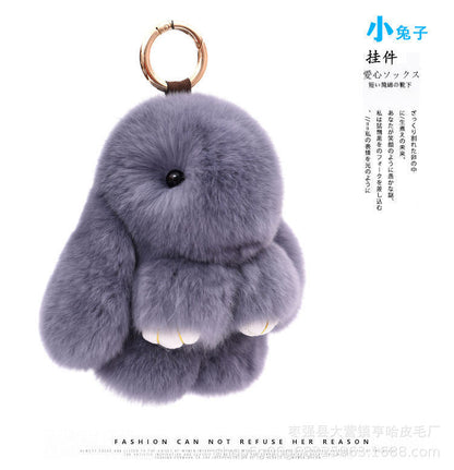 Cute Fuzzy Bunny Charm - Real Rabbit Fur Accessory