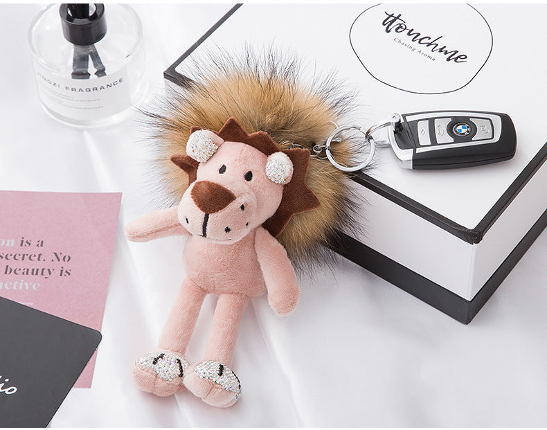 Cute Long-Haired Lion Plush Backpack Charm