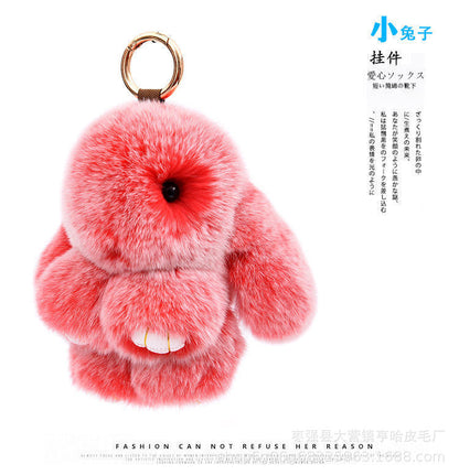 Mini Fuzzy Bunny Charm - Colorful Rabbit Accessory