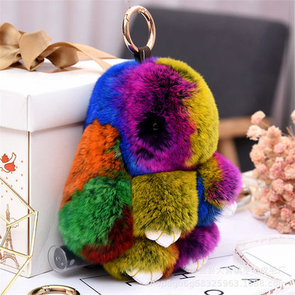 Mini Fuzzy Bunny Charm - Colorful Rabbit Accessory