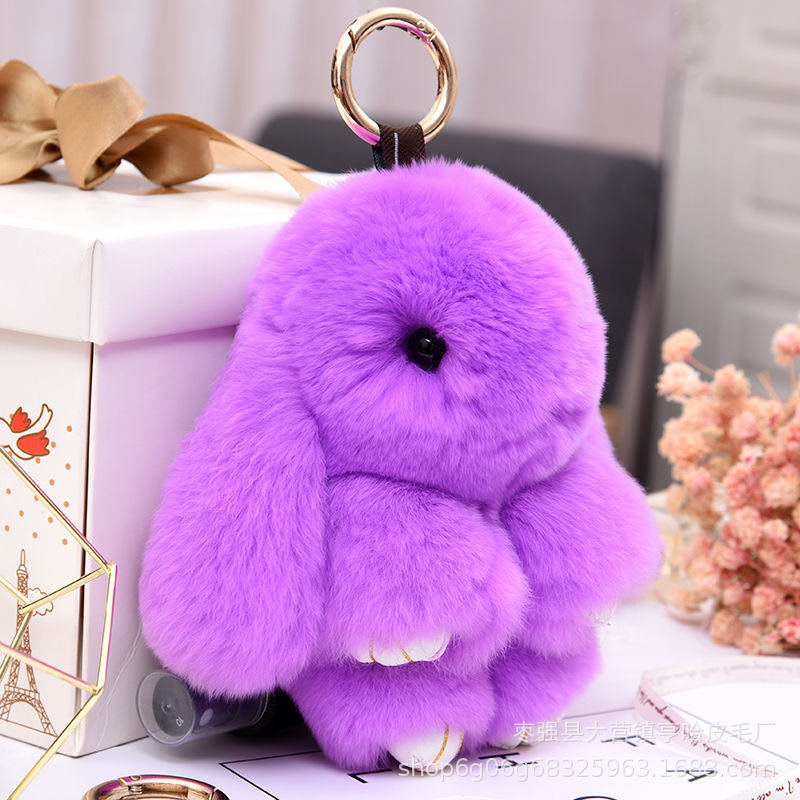 Cute Fuzzy Bunny Charm - Real Rabbit Fur Accessory