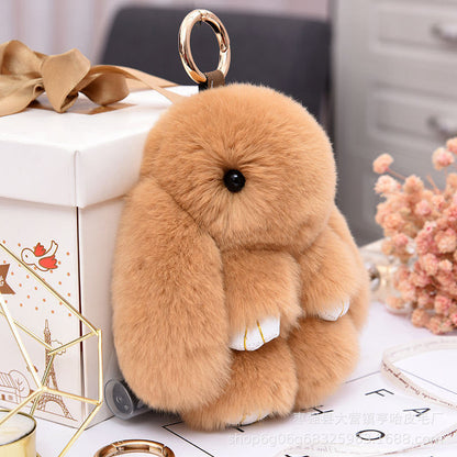 Cute Fuzzy Bunny Charm - Real Rabbit Fur Accessory