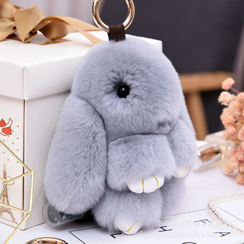 Cute Fuzzy Bunny Charm - Real Rabbit Fur Accessory