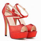 British Style Thin Flash Super High Heel Peep Toe Women's Sandals