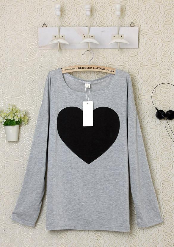 Clearance Heart Pattern Long Sleeve T-Shirt