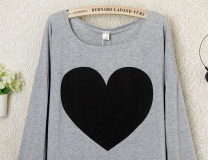 Clearance Heart Pattern Long Sleeve T-Shirt