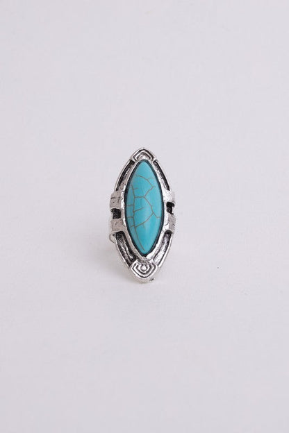 Free Shipping For Turquoise Marquis Cut Adjustable Silver Ring