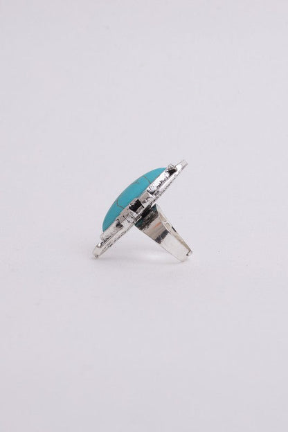 Free Shipping For Turquoise Marquis Cut Adjustable Silver Ring