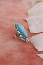 Free Shipping For Turquoise Marquis Cut Adjustable Silver Ring