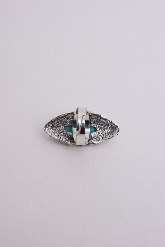 Free Shipping For Turquoise Marquis Cut Adjustable Silver Ring