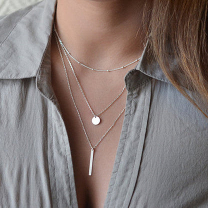 Three Layers Paillette Strip Pendant Necklace-Homeunderwear