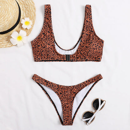 Sultry Multicolored Print Split Swimsuit