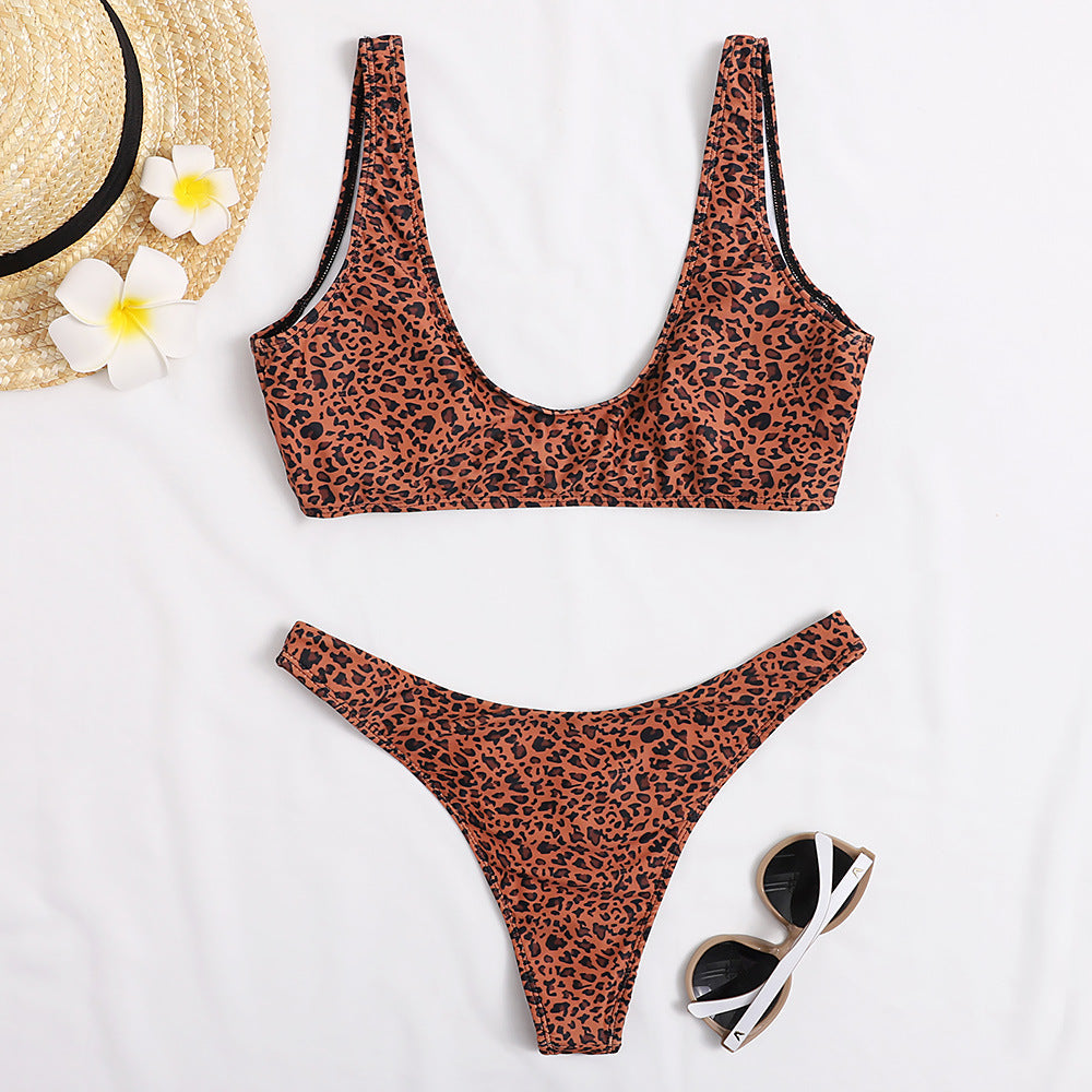 Sultry Multicolored Print Split Swimsuit