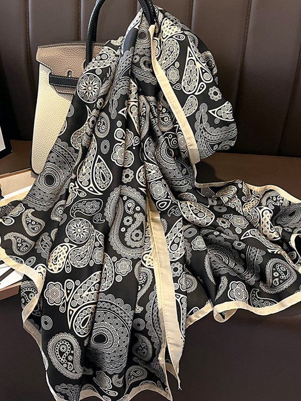 Chic Printed Silk Imitation Warm Shawl&Scarf-Homeunderwear