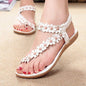 Women Bohemia Flower Beads Flip-flop Shoes Flat Sandals-Homeunderwear