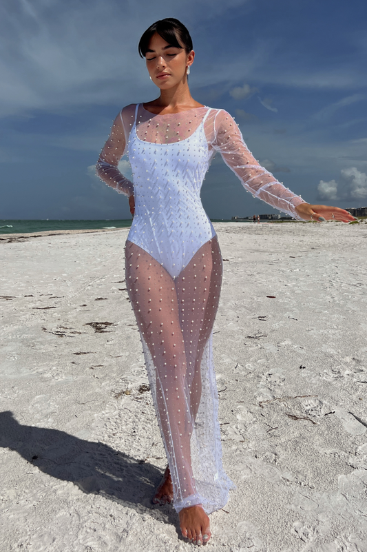 Free Shipping For Gianna Pearl Cover-Up - White