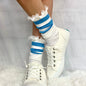 SCHOOLGIRL  striped athletic socks women's - blue