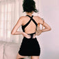 Cross Open Back Threaded Vest Dress