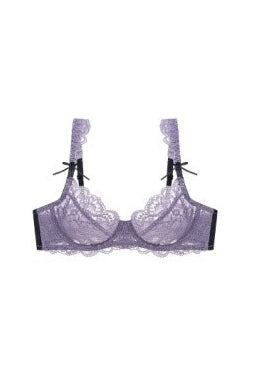 Free Shipping For Purple Lavender Lace Bra Adjustable Sheer Lace Bra