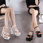 Black And White Extra High Heel Open Toe Sandals