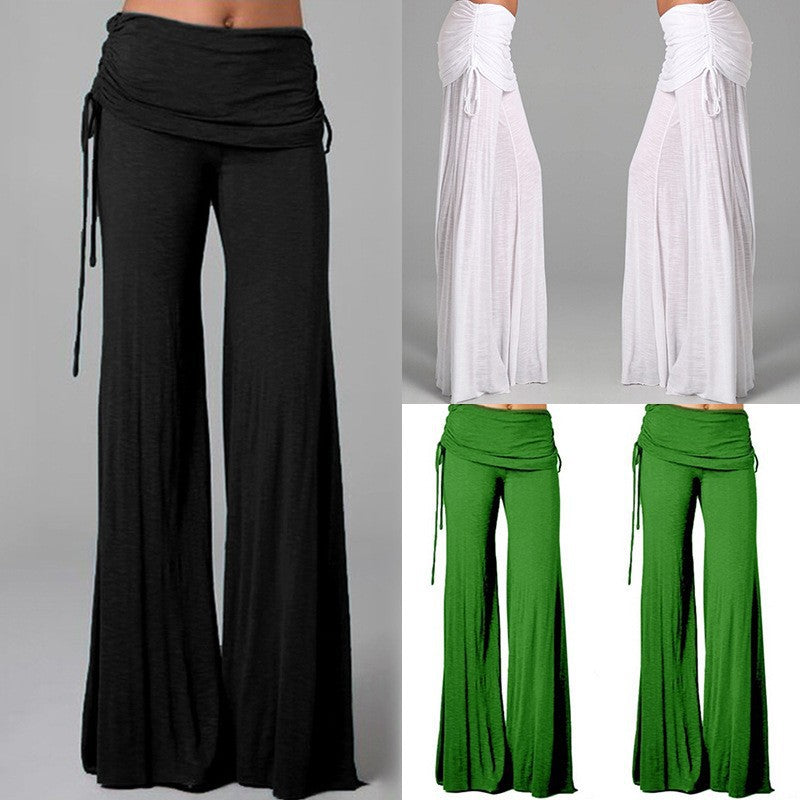 New FashionPure Color Low Waist Yoga Wide-legs Long Pants Beach Pants