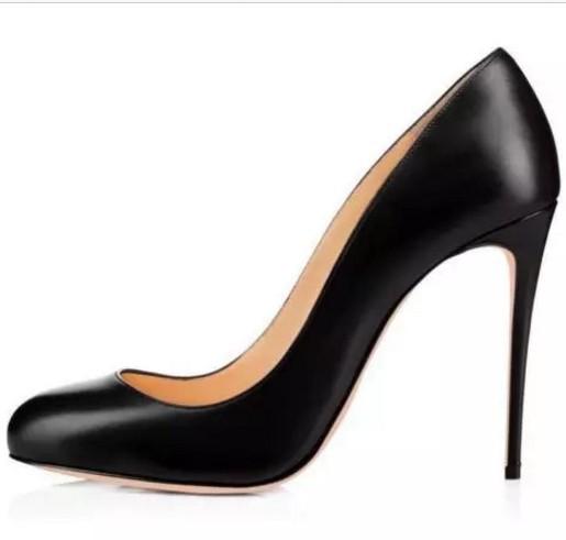 Black Women's Office Round Head High Heels