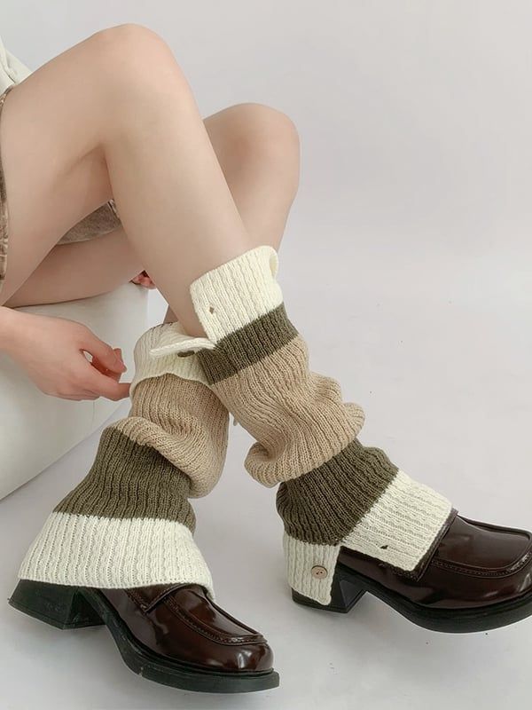 New Fashion Design Striped Knitted Leg Warmers