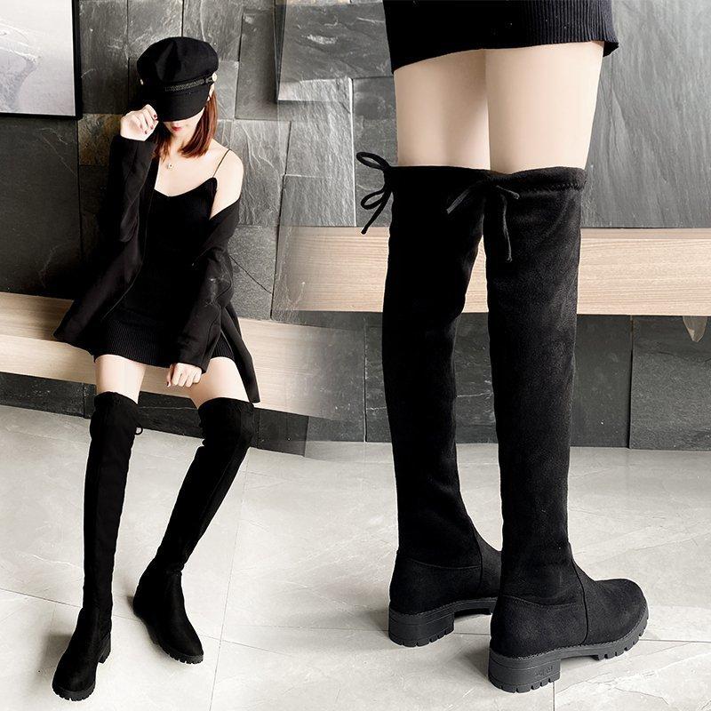 Elastic Thick Heel Round Head Plush Large Fashion Boots