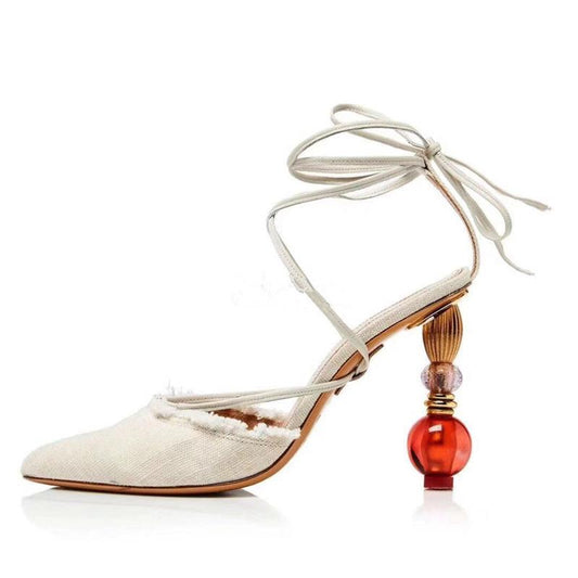 Baotou Lantern Heel Winding Fashion High-Heeled Sandals