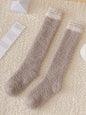 New Fashion Original Coral Fleece Keep Warm Contrast Color Striped Socks Accessories-Homeundewear