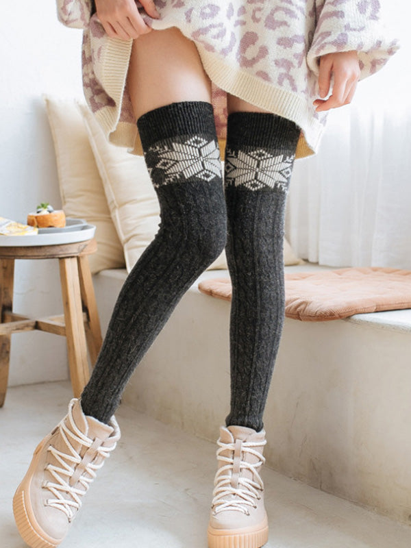 Twist Snowflake Printed Over-The-Knee Leg Warmers Accessories