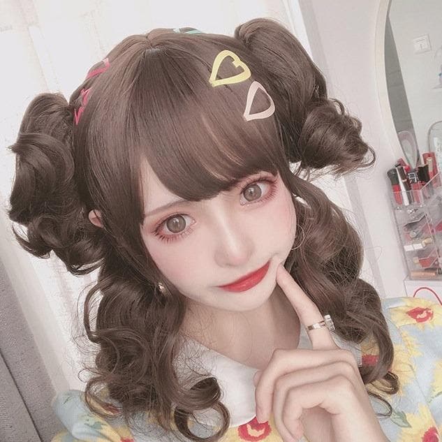 Free Shipping For Hivava Brown Short Curly Bun "Daydream Girl" Lolita Wig