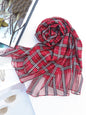 Wool Blend & Mulberry Silk Plaid Sun-Protection Shawl&Scarf