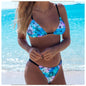 Plus Size Print Strappy Thong Bottom Bikinis