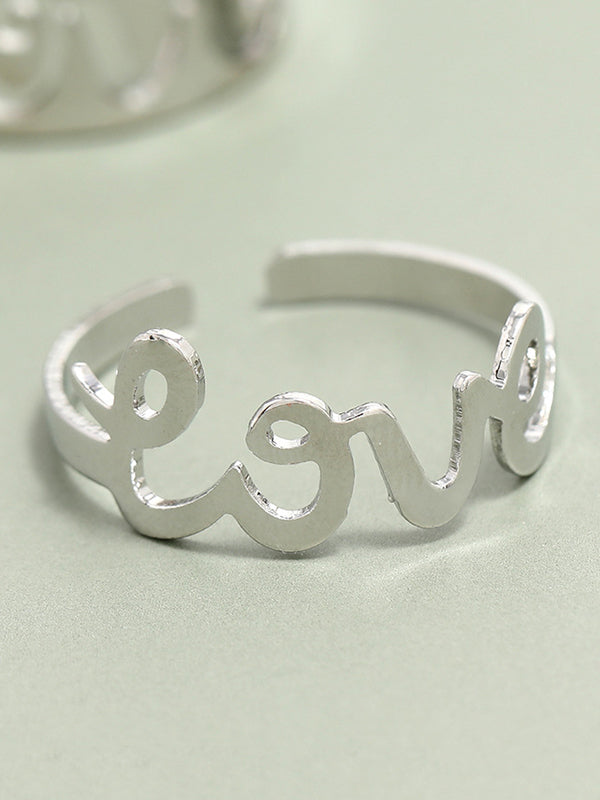 Punk Letter Shape Rings Accessories-Homeunderwear