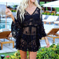 Beach Lace Wide Sleeve Sheer Mini Dress