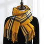 Imitated Cashmere Plaid Print Tassled Shawl Scarf